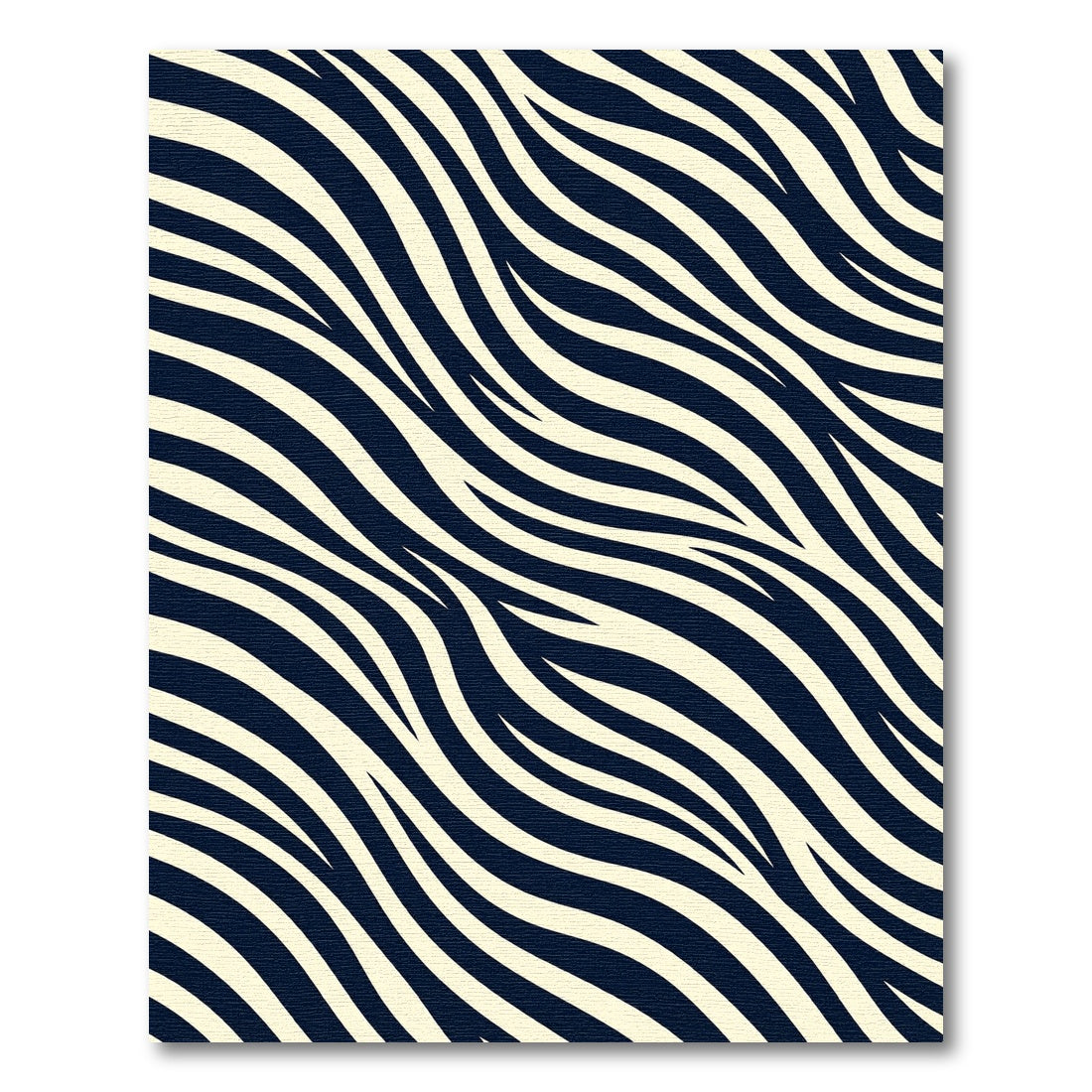 Modern Cream and Navy Zebra Wave Rug