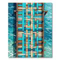 Woven Teal and Wood Tones Plaid Rug