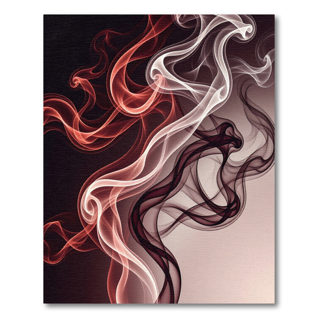 Ethereal Crimson and White Smoke Wave Rug