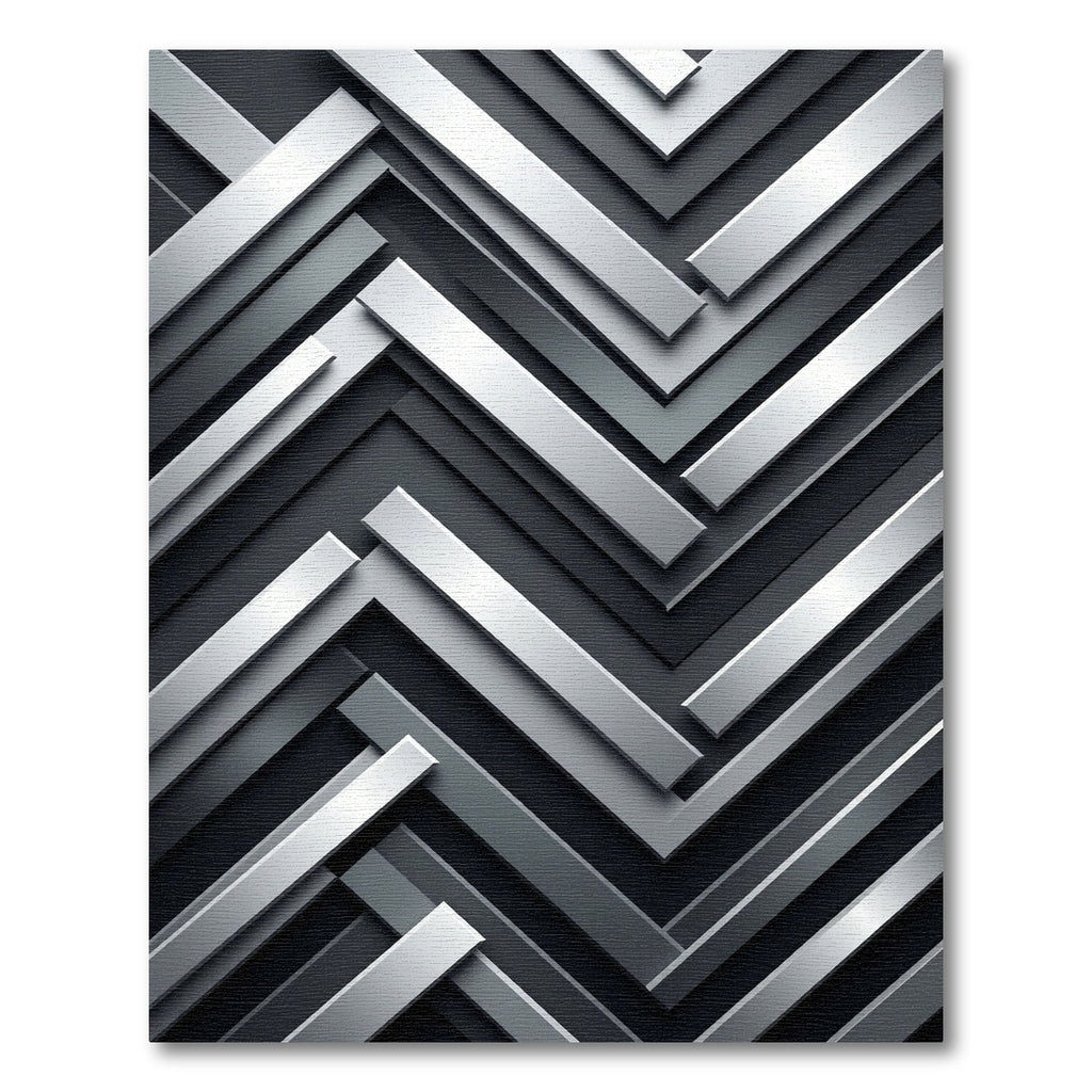 Modern Metallic Silver Chevron Stripe Rug
