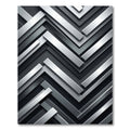 Modern Metallic Silver Chevron Stripe Rug