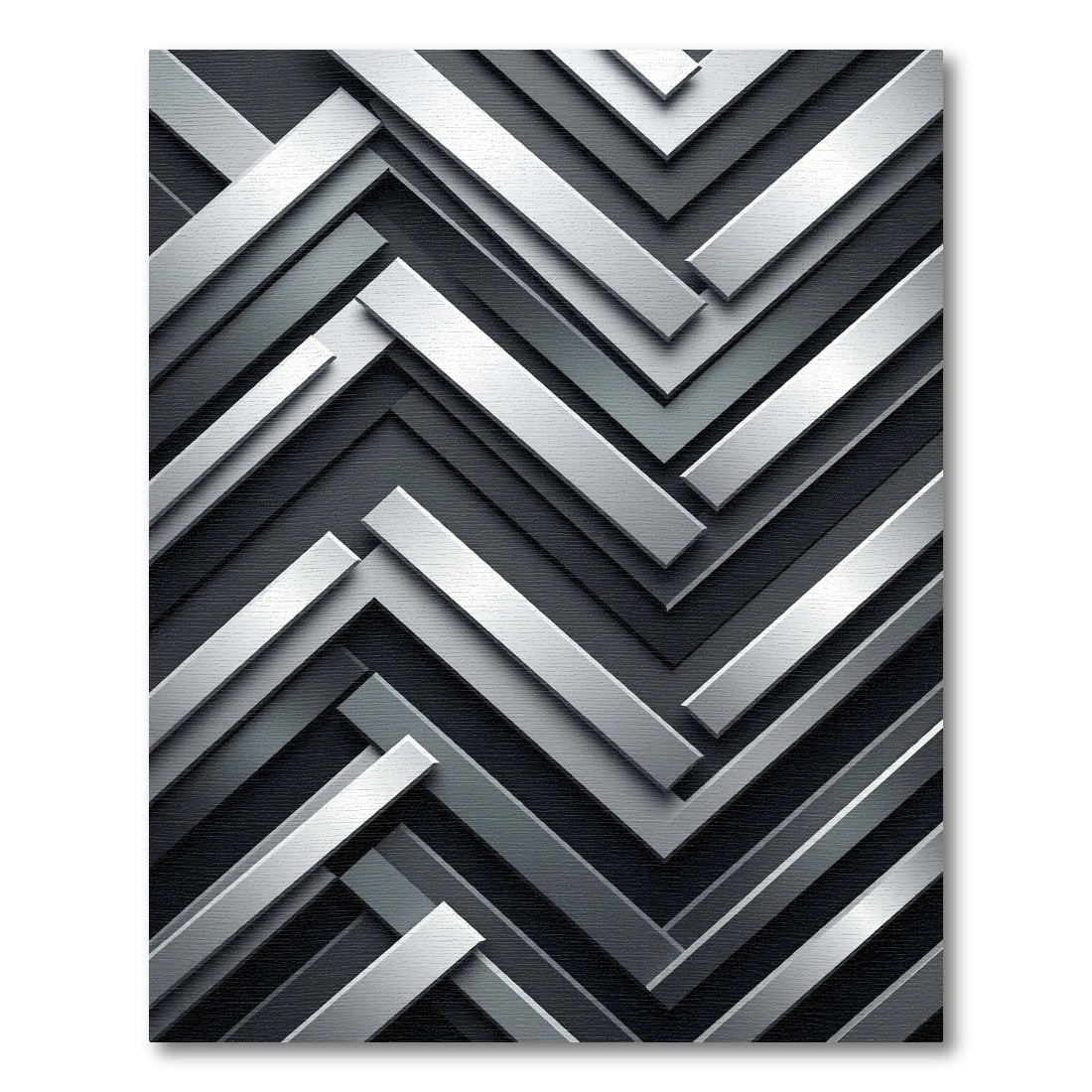 Modern Metallic Silver Chevron Stripe Rug