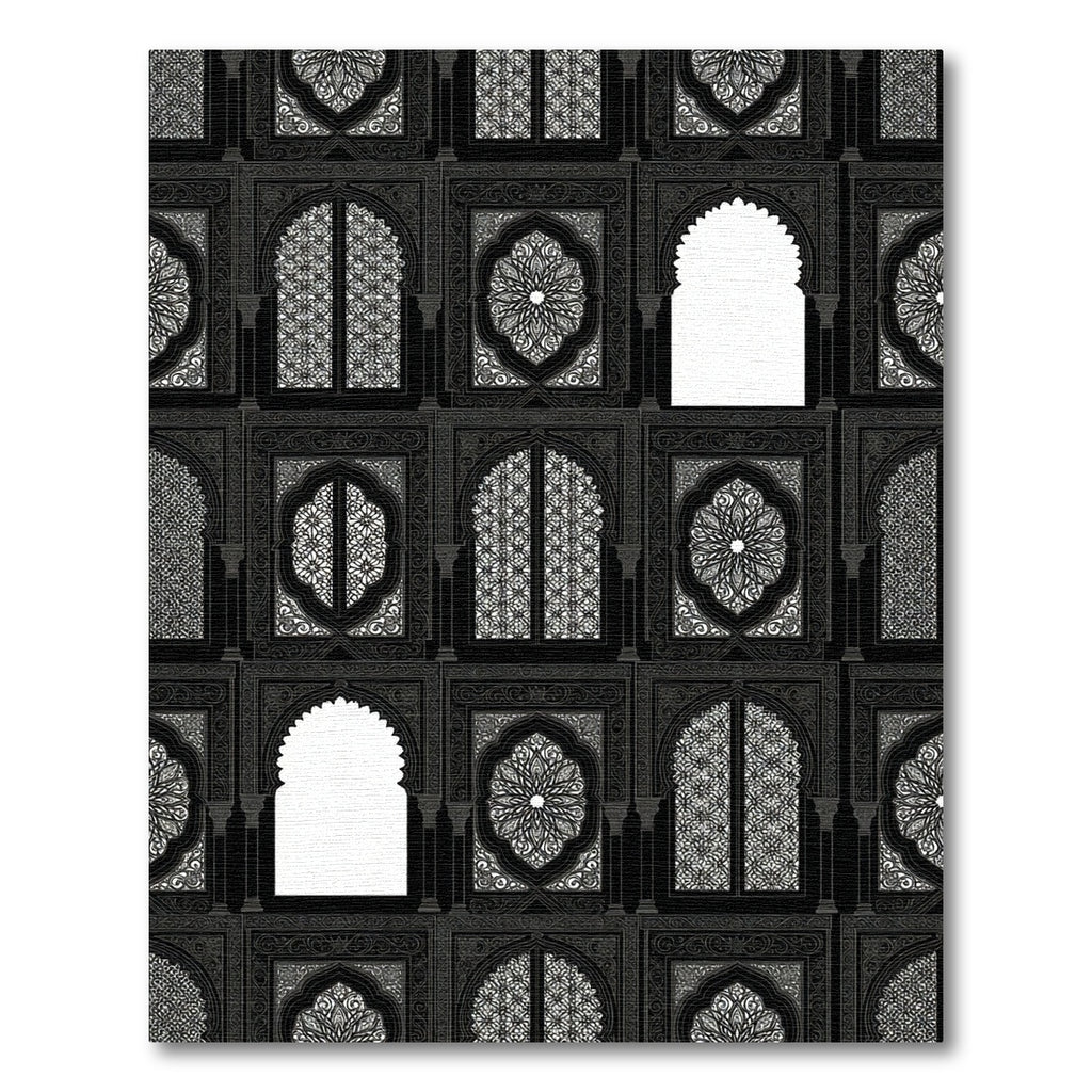 Monochromatic Dark Arches Medallion Window Rug