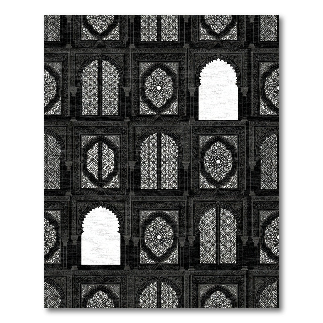 Monochromatic Dark Arches Medallion Window Rug