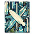 Tropical Surfboard Wave Coastal Collage Rug