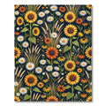 Golden Sunflower and Daisy Botanical Field Rug