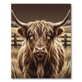 Majestic Highland Cow Portrait Earthy Tones Rug