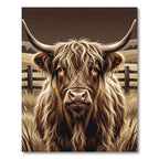 Majestic Highland Cow Portrait Earthy Tones Rug