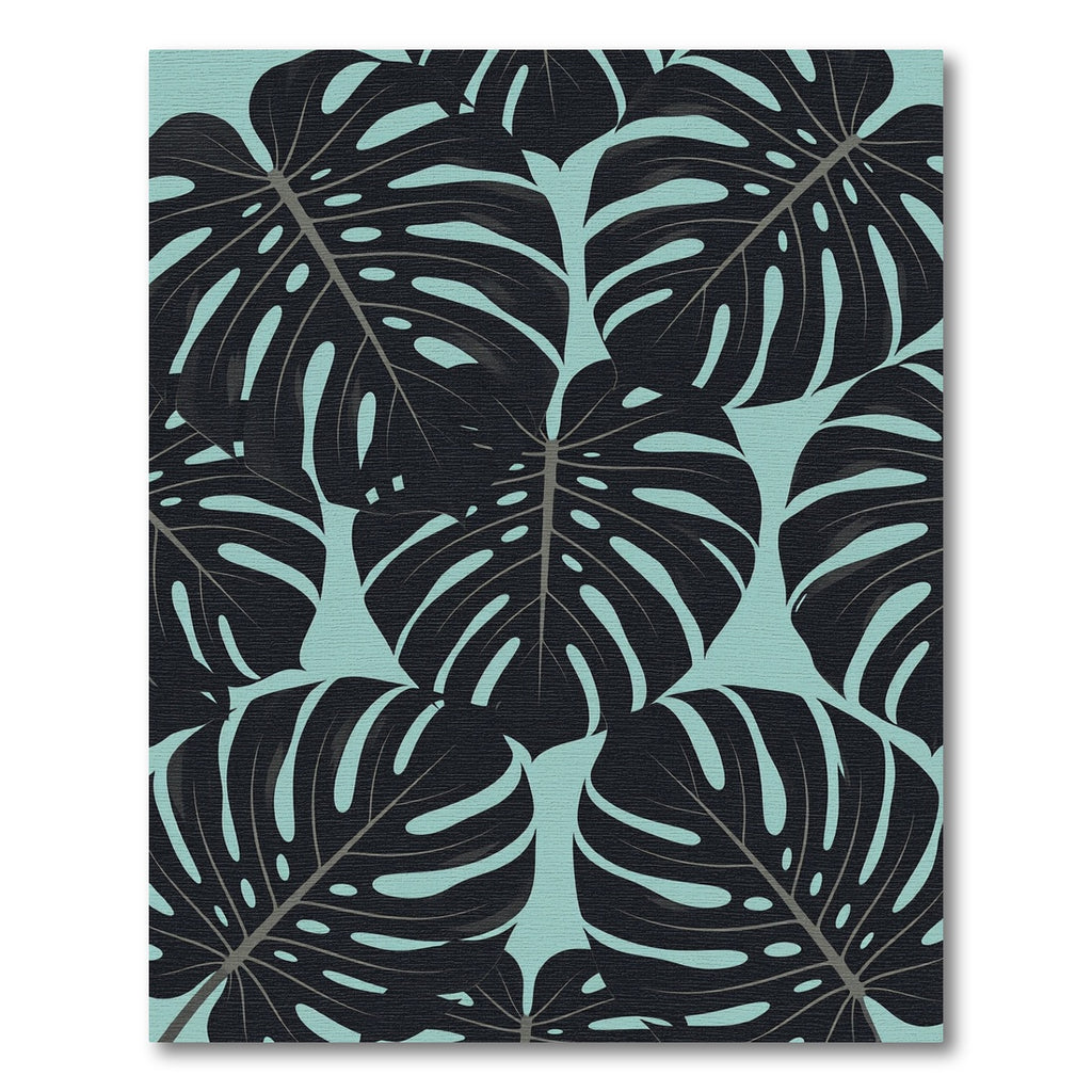 Bold Black Tropical Monstera Leaf Rug