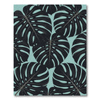 Bold Black Tropical Monstera Leaf Rug