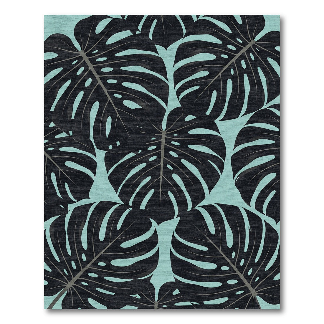 Bold Black Tropical Monstera Leaf Rug