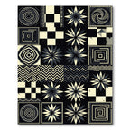 Geometric Starburst Chevron Mosaic Composition Rug