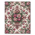 Elegant Dusty Rose Floral Damask Rug