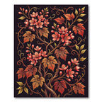 Autumn Blossom Floral Vine Noir Rug