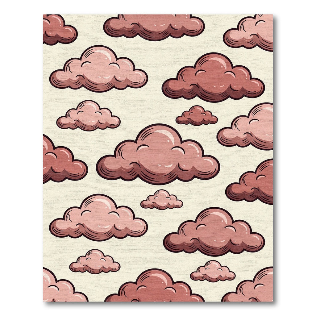 Whimsical Dusty Pink Cloud Sky Rug