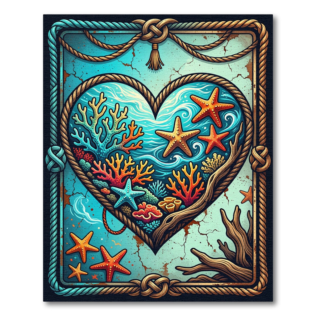 Nautical Coral Reef Heart Artwork Rug
