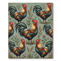 Rustic Farmhouse Rooster and Wheat Earthy Rug