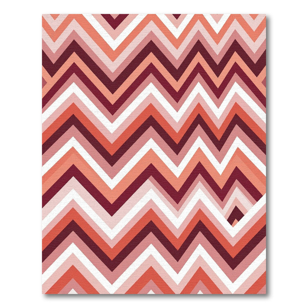 Warm Coral Chevron Zigzag Geometric Rug