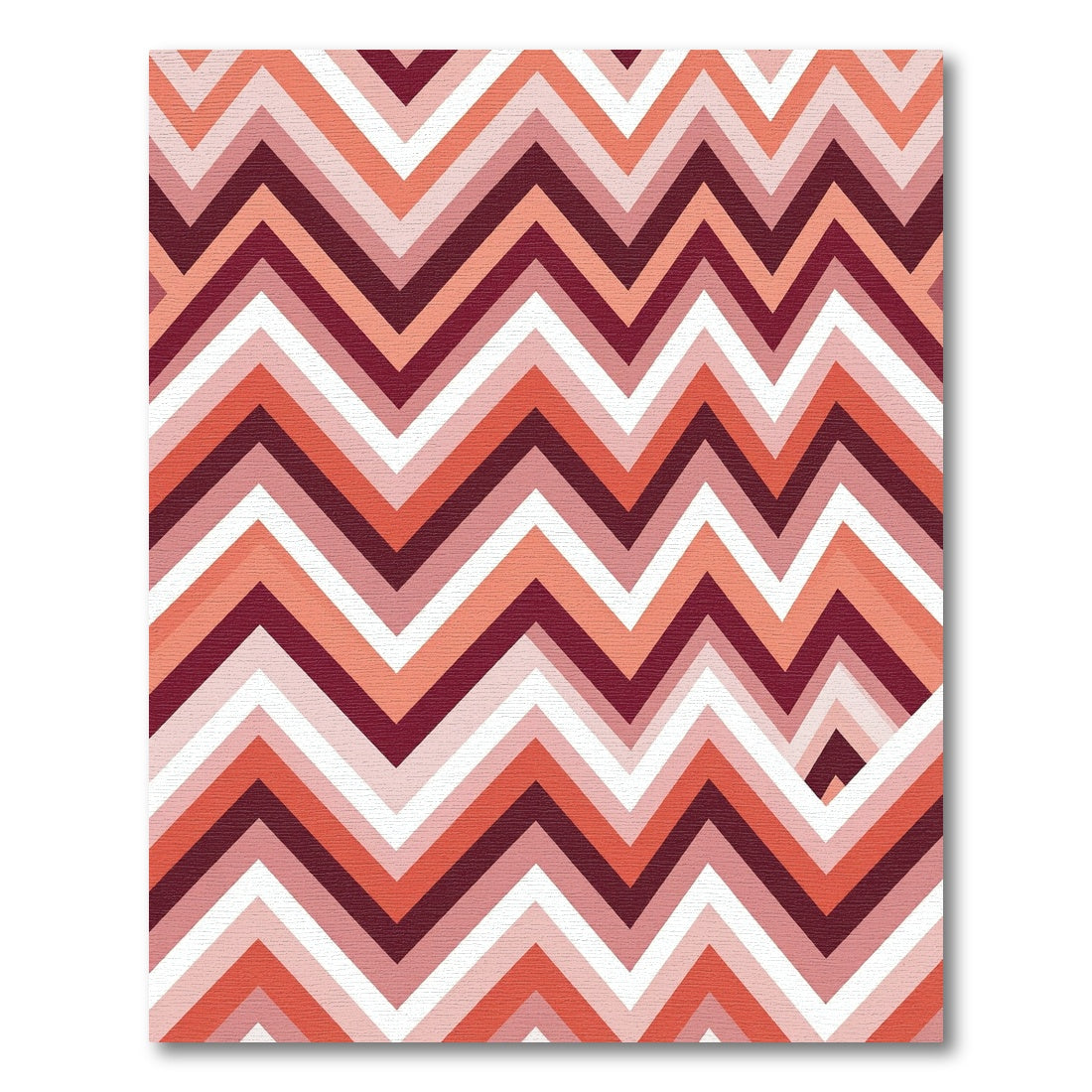 Warm Coral Chevron Zigzag Geometric Rug