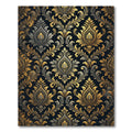 Opulent Gold and Charcoal Damask Scroll Rug