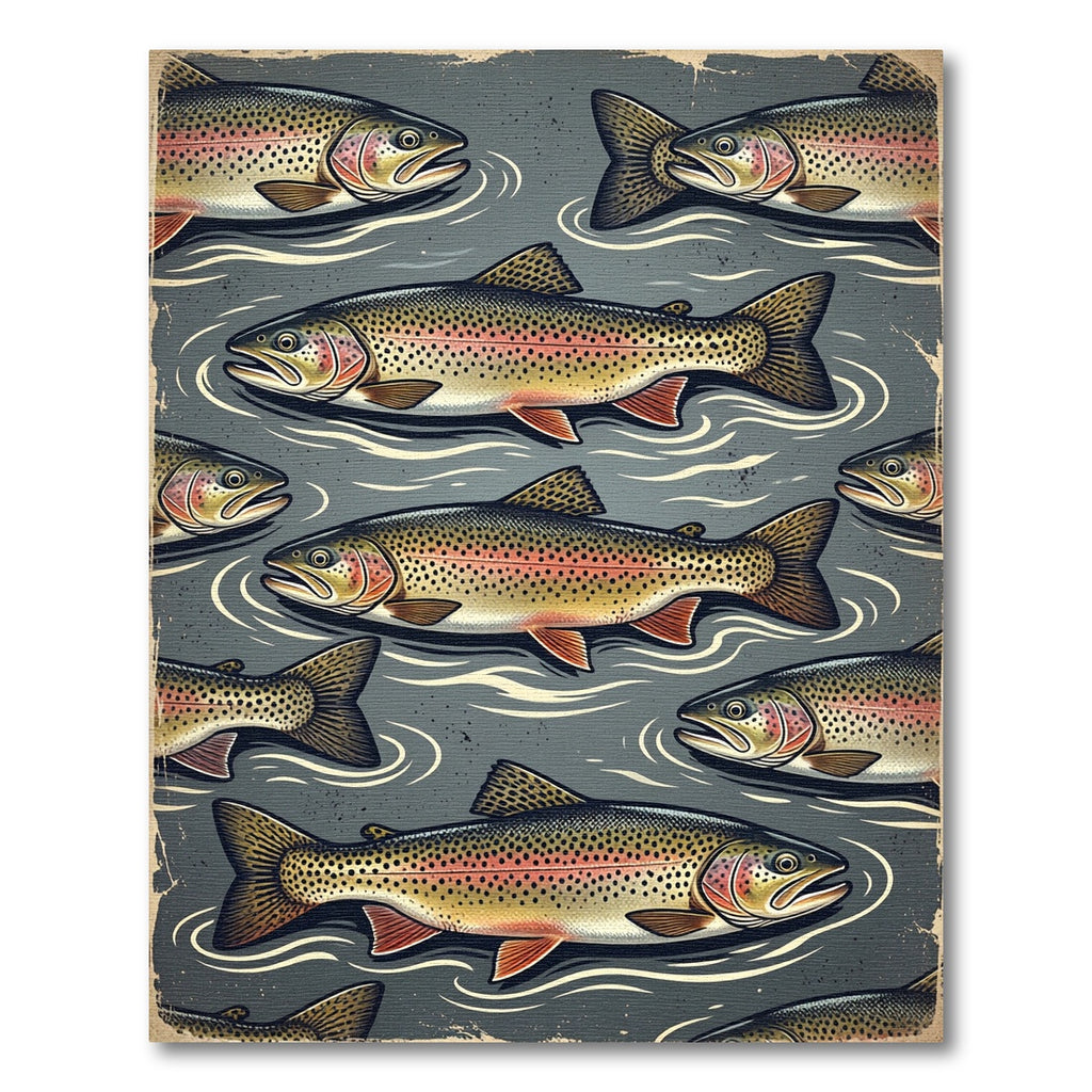 Rustic Speckled Trout Fish Artwork Rug