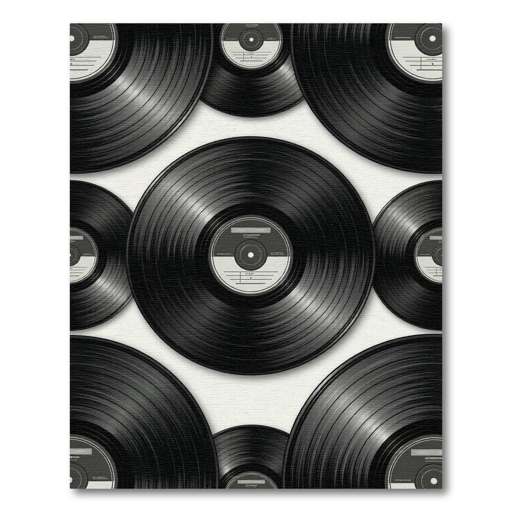 Monochrome Retro Vinyl Record Graphic Rug