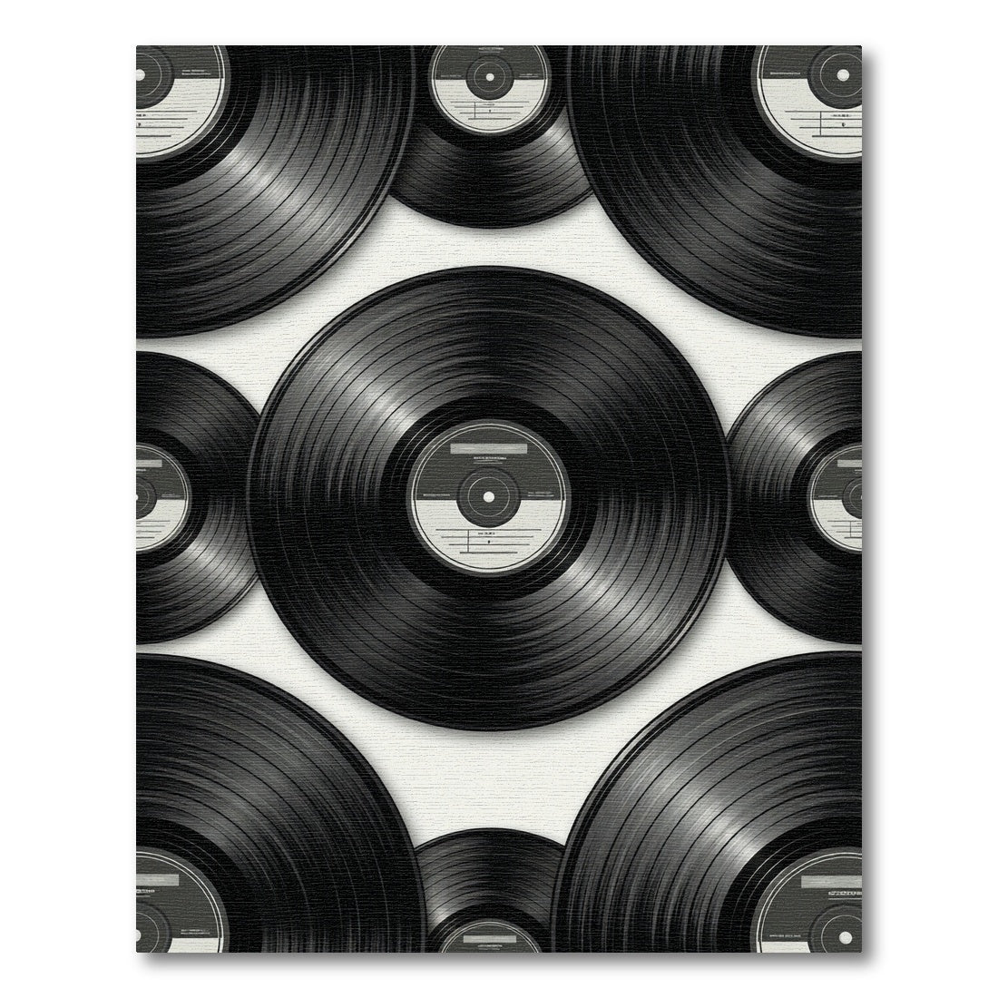 Monochrome Retro Vinyl Record Graphic Rug