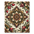 Crimson Pomegranate Floral Medallion Rug