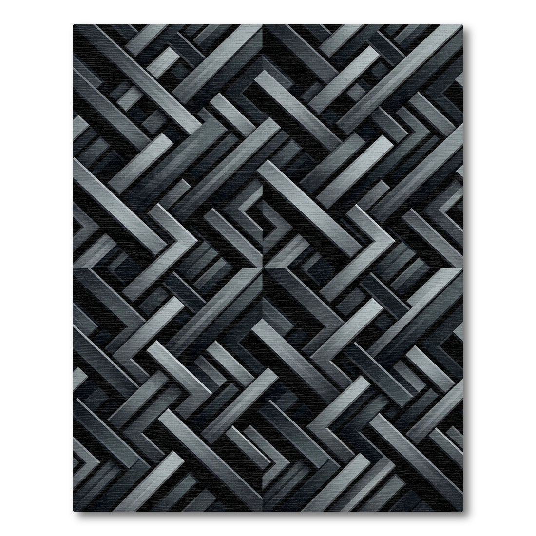 Modern Charcoal Interlocking Geometric Rug