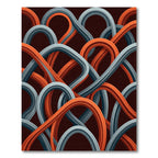 Interlocking Orange Gray Curving Lines Rug