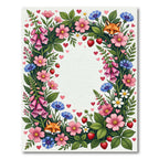 Whimsical Fox Floral Garden Heart Frame Rug