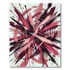 Dynamic Crimson Black Abstract Brushstroke Rug