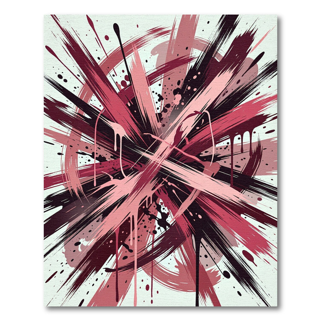 Dynamic Crimson Black Abstract Brushstroke Rug