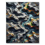 Abstract River Tectonic Layered Stone Rug