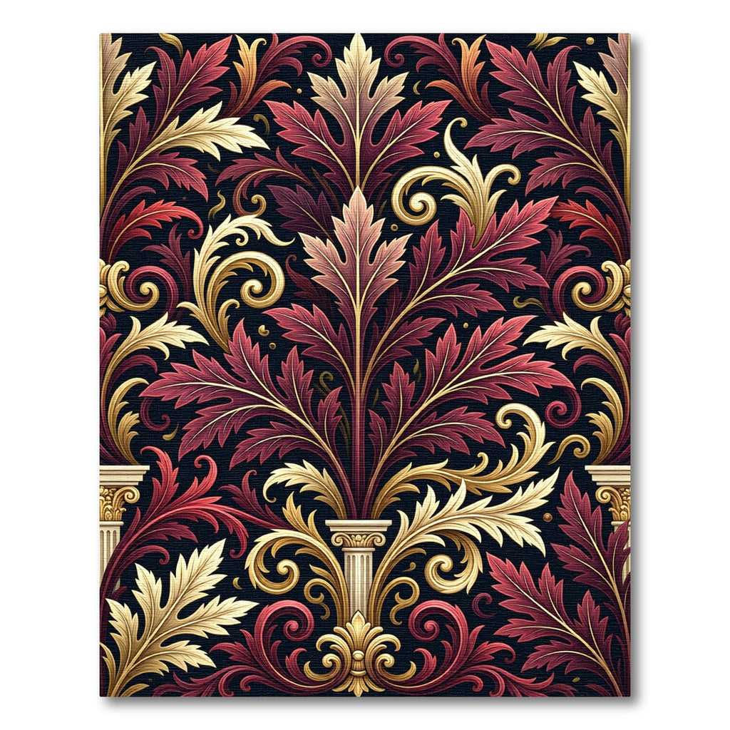 Rich Red Gold Acanthus Scroll Rug