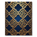 Golden Filigree Arabesque Navy Backdrop Rug
