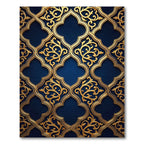 Golden Filigree Arabesque Navy Backdrop Rug