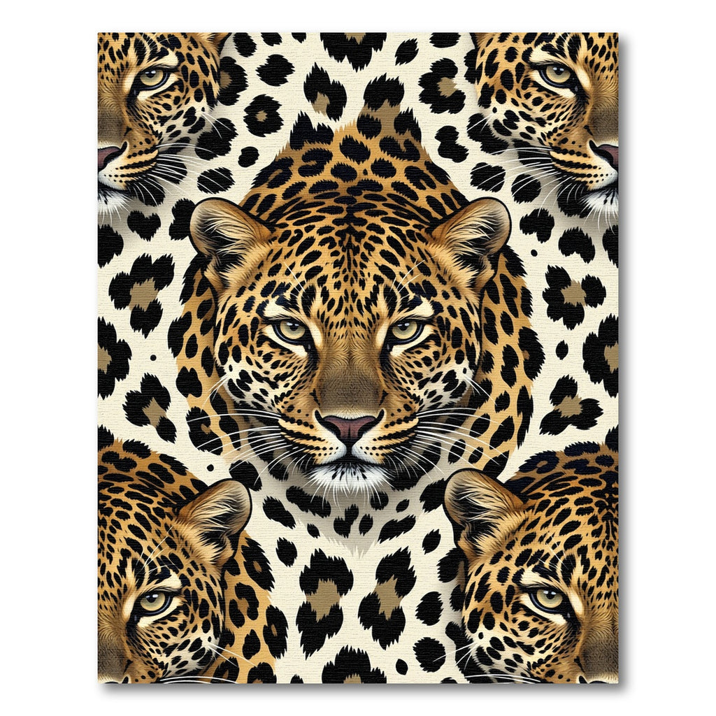 Bold Leopard Face All Over Print Rug