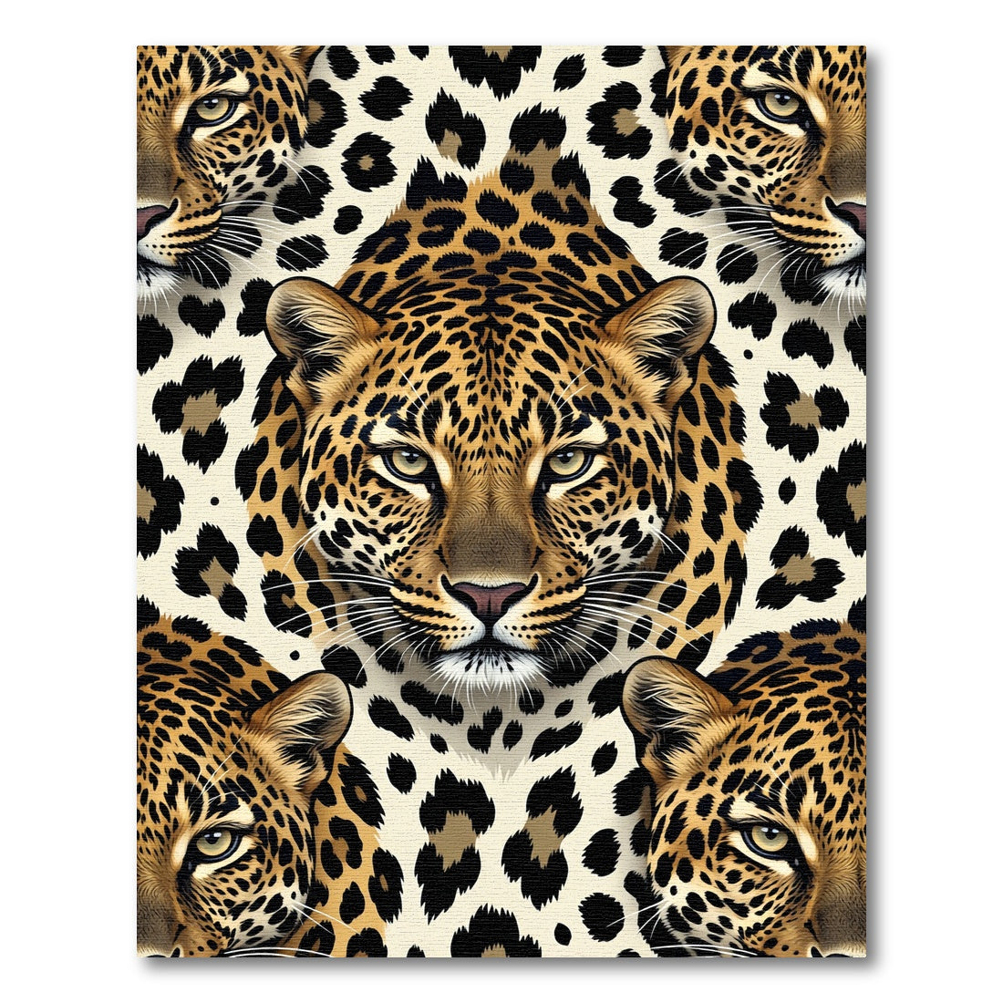 Bold Leopard Face All Over Print Rug