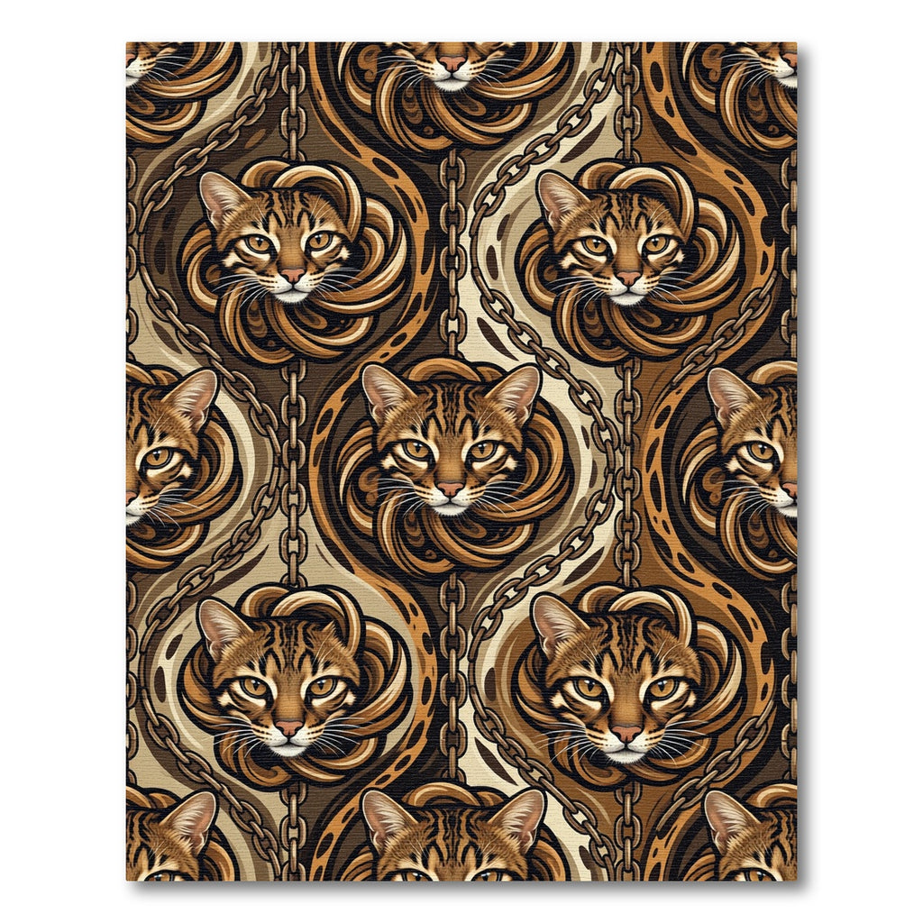 Golden Bengal Cat Chain Link Luxury Rug