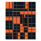 Modern Orange Black Abstract Geometric Grid Rug
