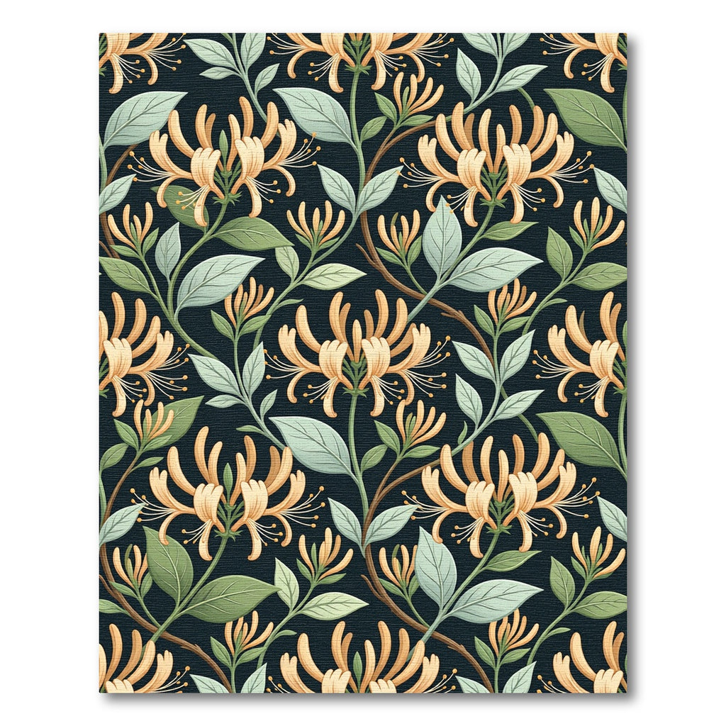 Vintage Honeysuckle Floral Dark Botanical Rug