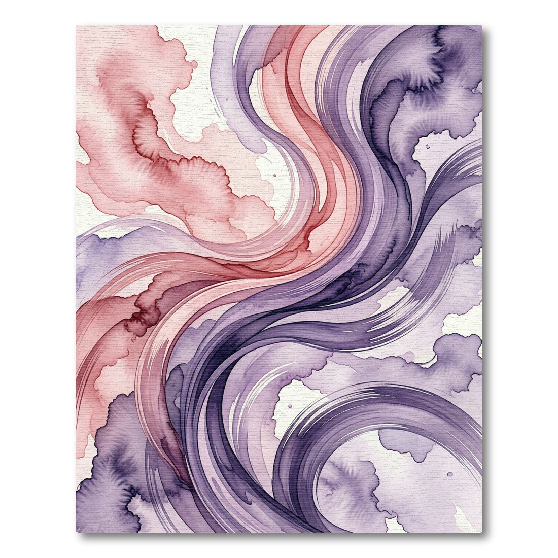 Ethereal Blush and Plum Abstract Swirl Rug