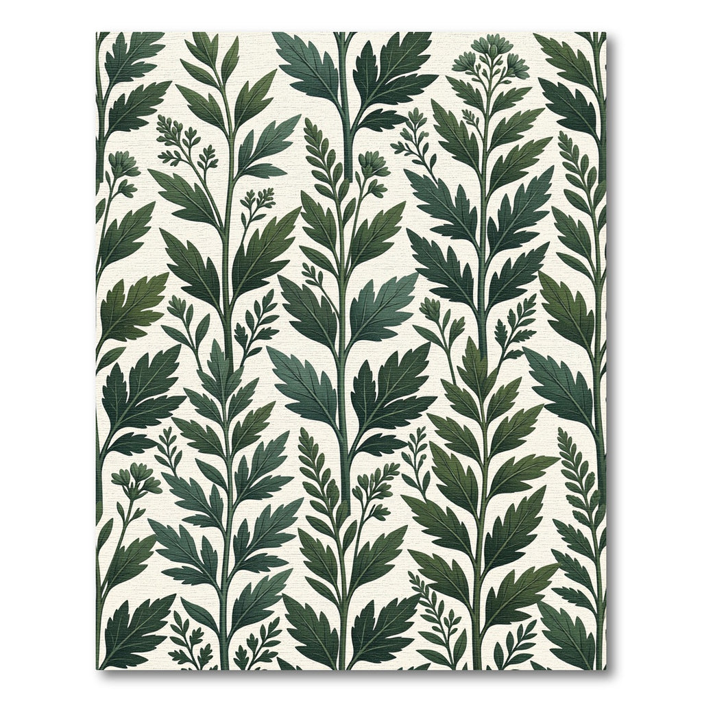 Dark Green Botanical Branch Composition Rug