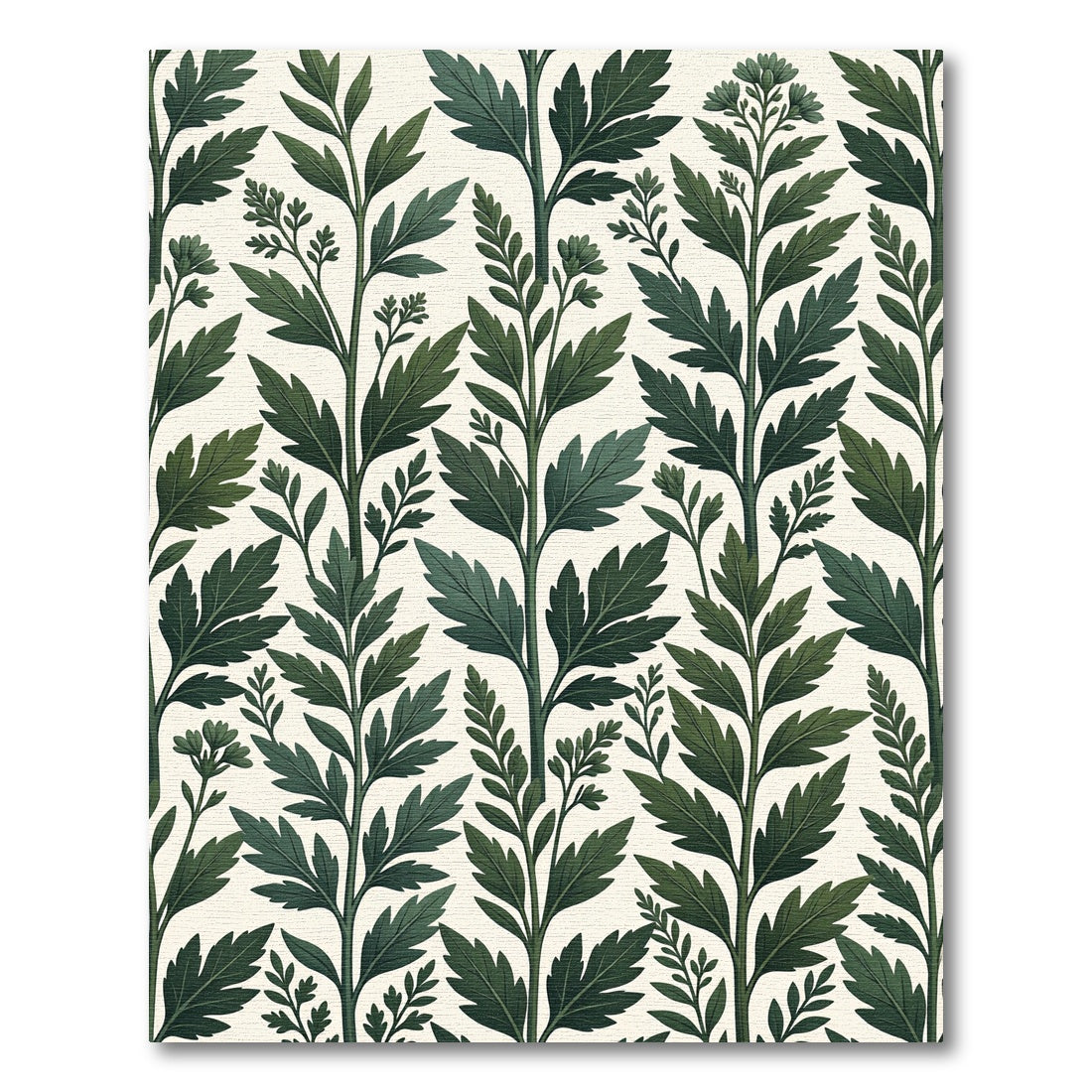 Dark Green Botanical Branch Composition Rug