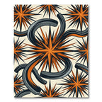 Mid Century Black and Orange Starburst Rug