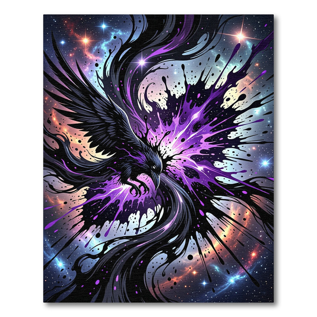 Cosmic Raven Splatter Nebula Art Rug