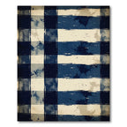 Navy Blue Rustic Plaid Grunge Rug