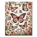 Whimsical Peach Butterfly Garden Floral Rug