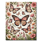 Whimsical Peach Butterfly Garden Floral Rug